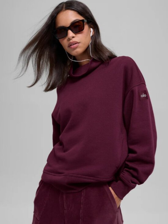 ALO Yoga Sweaters - Alo Women's Hazy Mock Neck Pullover Size L Burgundy